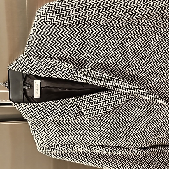 💕ANINE BING💕 Fishbone Blazer ~ Wool Blend Black & Off-White Print XS - Picture 14 of 16